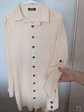 CHICME Cream Button-Up Dress